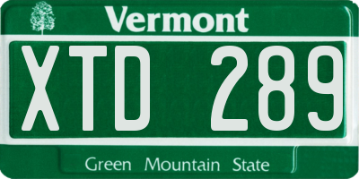 VT license plate XTD289
