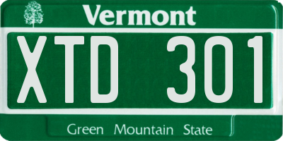 VT license plate XTD301
