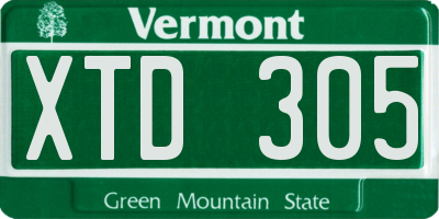 VT license plate XTD305