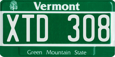 VT license plate XTD308