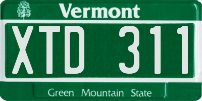 VT license plate XTD311