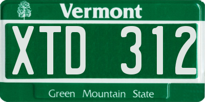 VT license plate XTD312