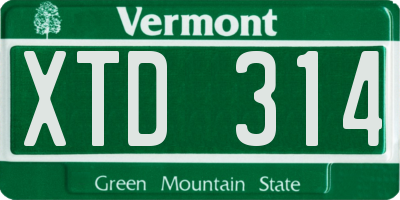 VT license plate XTD314
