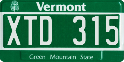 VT license plate XTD315