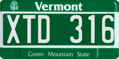 VT license plate XTD316