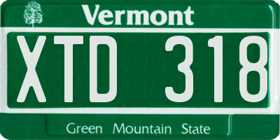 VT license plate XTD318