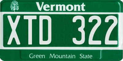 VT license plate XTD322