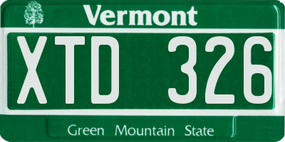 VT license plate XTD326