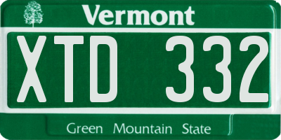 VT license plate XTD332