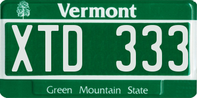 VT license plate XTD333