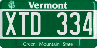 VT license plate XTD334