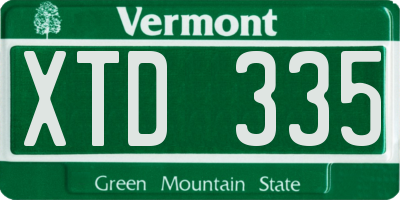 VT license plate XTD335