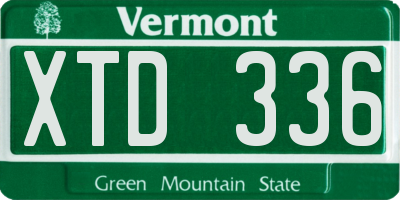 VT license plate XTD336