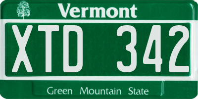 VT license plate XTD342