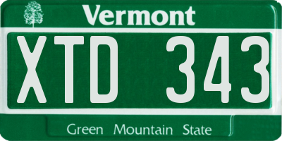 VT license plate XTD343