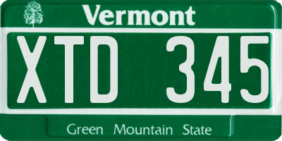VT license plate XTD345