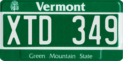 VT license plate XTD349
