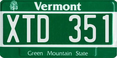 VT license plate XTD351