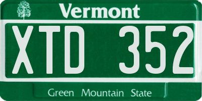 VT license plate XTD352