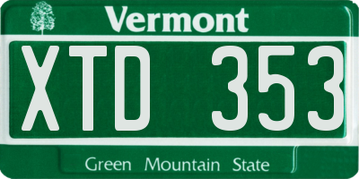 VT license plate XTD353
