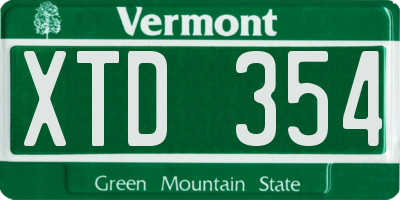 VT license plate XTD354