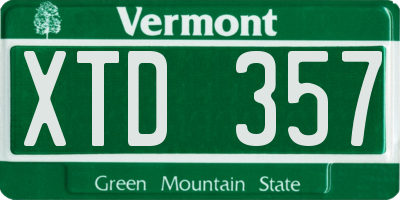 VT license plate XTD357