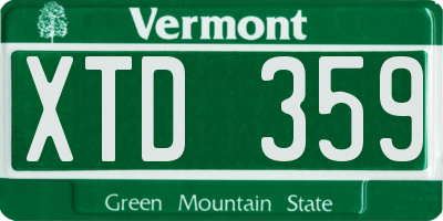 VT license plate XTD359
