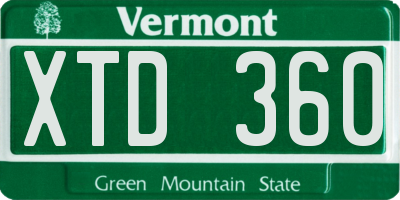 VT license plate XTD360