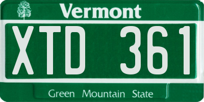 VT license plate XTD361