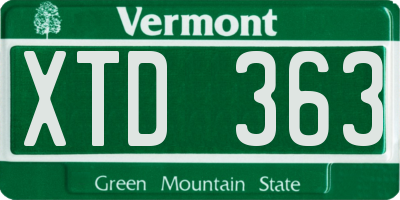 VT license plate XTD363