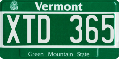 VT license plate XTD365