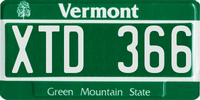 VT license plate XTD366