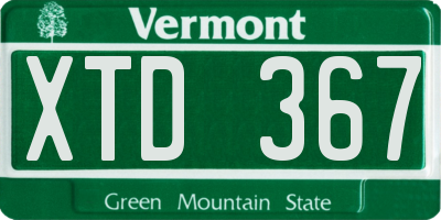 VT license plate XTD367
