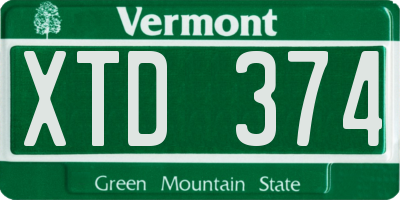 VT license plate XTD374