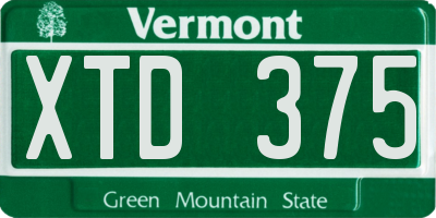 VT license plate XTD375