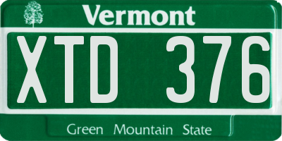 VT license plate XTD376