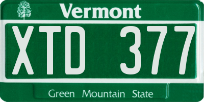 VT license plate XTD377