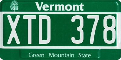 VT license plate XTD378