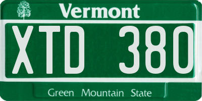 VT license plate XTD380