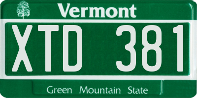 VT license plate XTD381