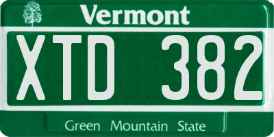 VT license plate XTD382
