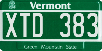 VT license plate XTD383