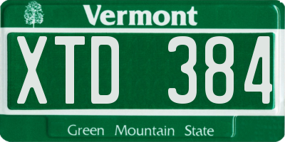 VT license plate XTD384