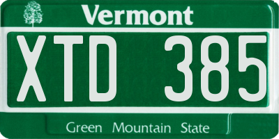 VT license plate XTD385
