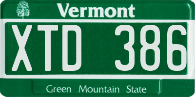 VT license plate XTD386