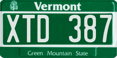 VT license plate XTD387