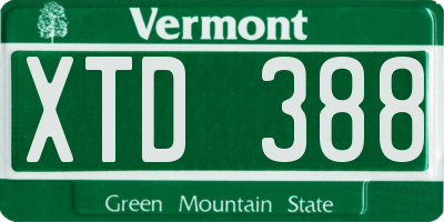 VT license plate XTD388