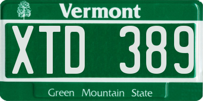 VT license plate XTD389