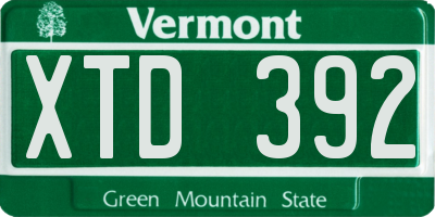 VT license plate XTD392