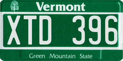 VT license plate XTD396